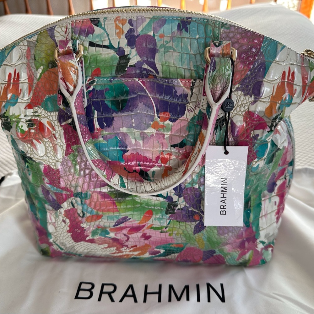 Brahmin large Duxbury satchel in Daylily Melbourne leather